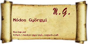 Módos Györgyi névjegykártya
